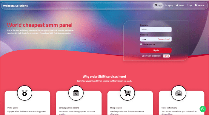 Websta Smm panel script