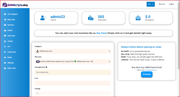 SMM panel Script